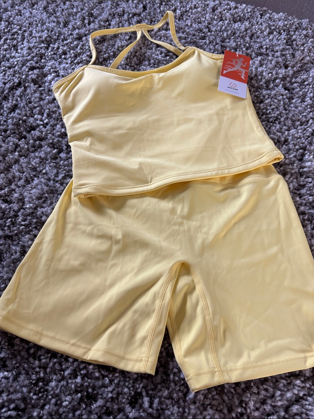 NWT Yellow Racerback Tank & Bike Shorts Set sz XS